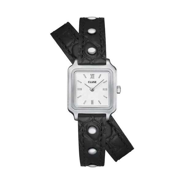 Cluse Gracieuse Mini Watch Double Leather Black, Studs, Silver Colour