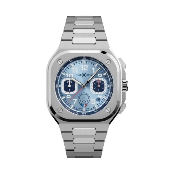 Bell & Ross Montre Bell &amp; Ross BR 05 Chrono A523 Patrouille de France automatique cadran bleu bracelet acier 42 mm
