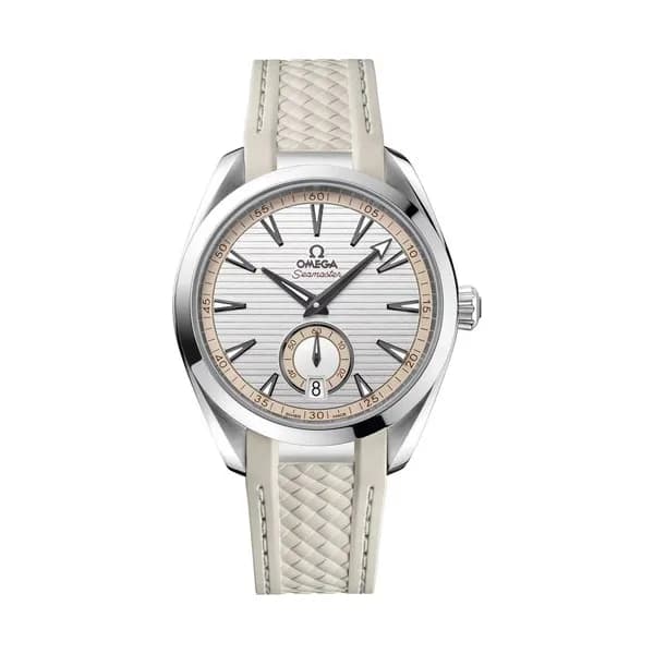 Omega Montre Omega Seamaster Aqua Terra 150m Petite Seconde Co-Axial Master Chronometer cadran beige bracelet caoutchouc 41 mm
