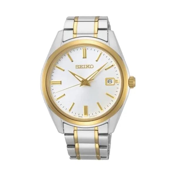 Seiko Montre Seiko Classique quartz cadran blanc bracelet acier bicolore 40,2 mm