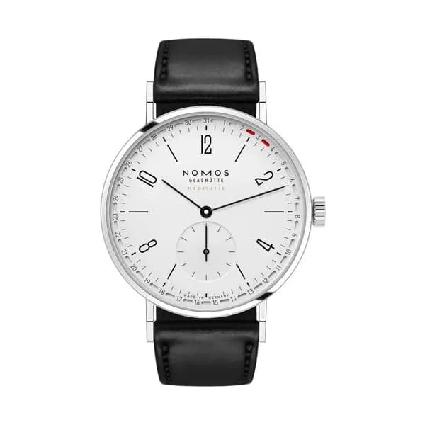 Nomos Montre Nomos Tangente Neomatik 38 Update automatique fond saphir cadran blanc bracelet cuir noir 38,5 mm