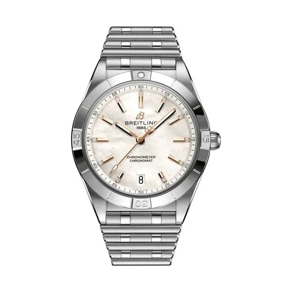 Breitling Montre Breitling Chronomat Diamants Or Rouge automatique cadran nacre blanche bracelet acier 36 mm