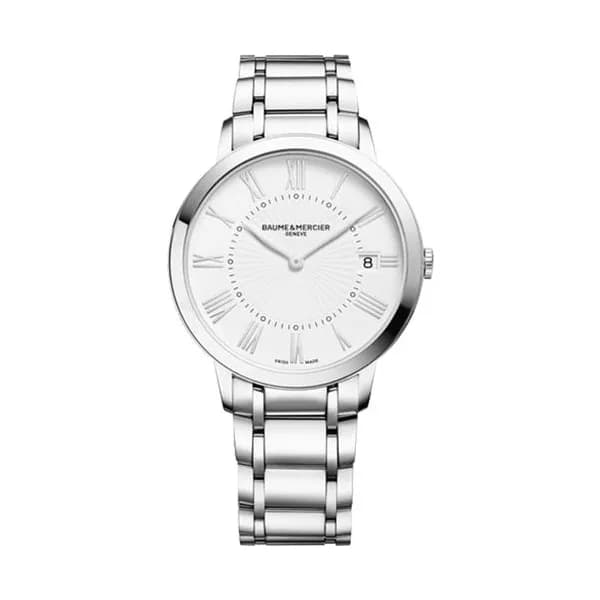 Baume & Mercier Montre Baume et Mercier Classima quartz cadran blanc bracelet acier 36 mm