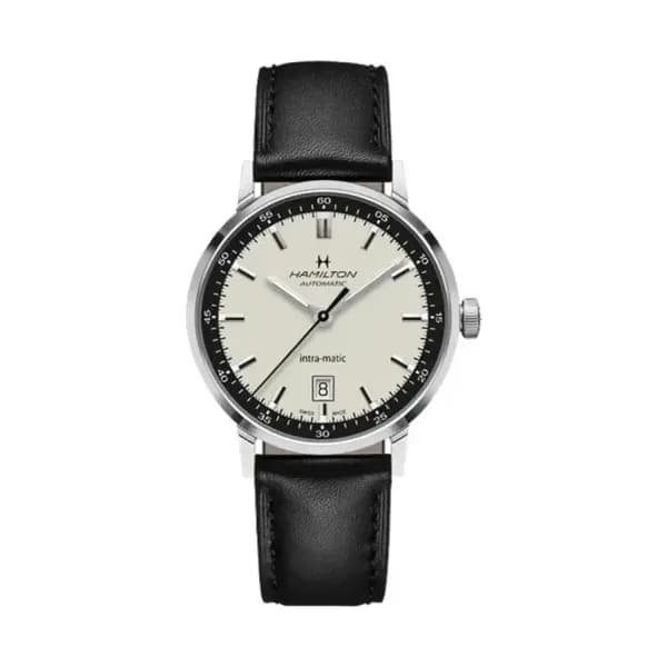 Hamilton Montre Hamilton American Classic Intra-Matic Automatique Cadran Beige Bracelet Cuir 40 mm