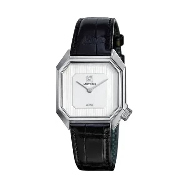 March LA.B Montre MARCH LA.B Mansart Automatique Cadran White Bracelet Alligator Noir