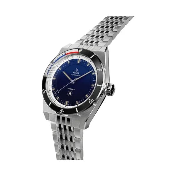 Yema Montre Yema Urban Yachtingraf automatique réhaut blanc cadran bleu bracelet acier 39 mm