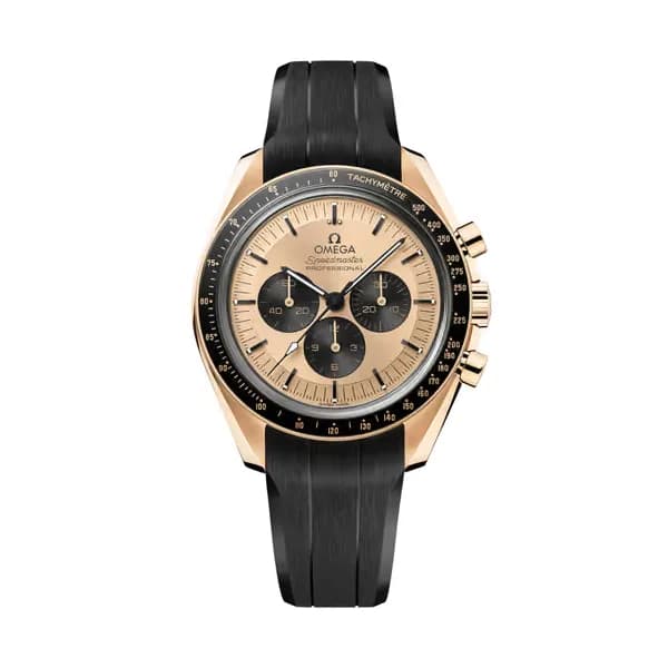 Omega Speedmaster 42 mm, or Moonshine™ sur bracelet caoutchouc