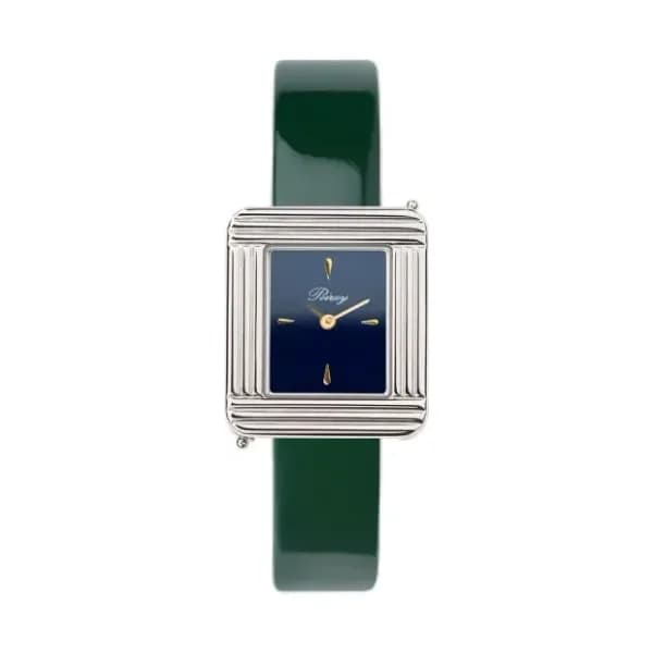Poiray Montre Poiray Ma Première Mini Acier Cadran Bleu Bracelet Veau Vernis Vert