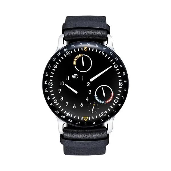 Ressence Montre Ressence Type 3 B titane automatique cadran noir bracelet cuir noir 44 mm