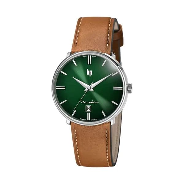 Lip Montre Lip Dauphine quartz cadran vert bracelet cuir 38 mm