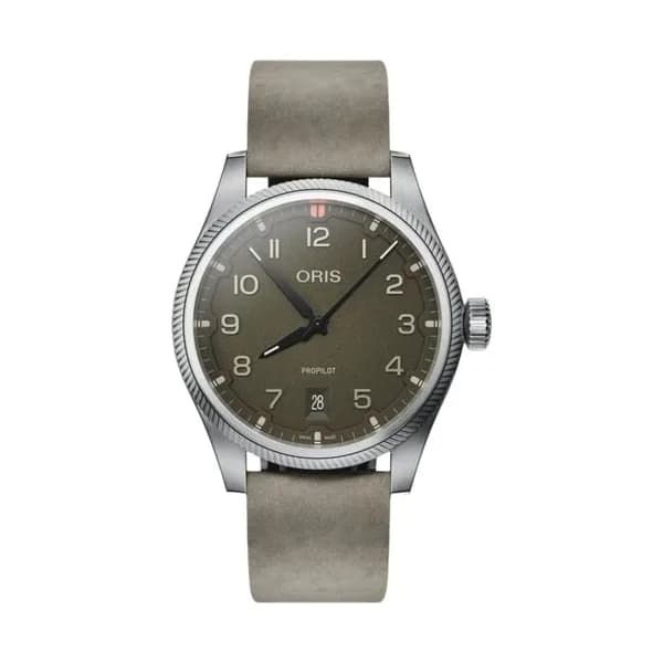 Oris Montre Oris Aviation Propilot Date automatique cadran vert bracelet cuir 41 mm