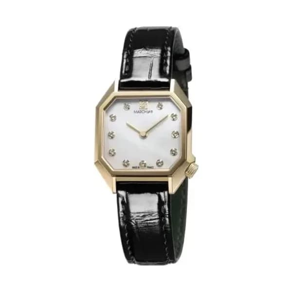 March LA.B Montre March LA.B Lady Mansart Electrique Nacre Or 18k Alligator Noir
