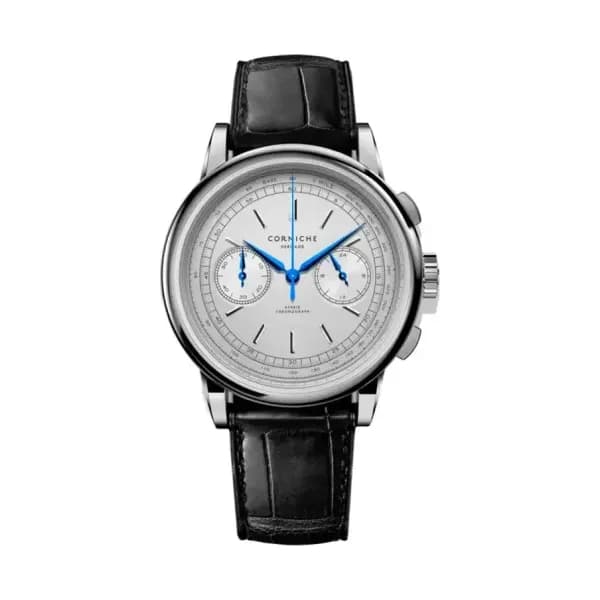 Corniche Montre Heritage Chronograph Steel with White dial