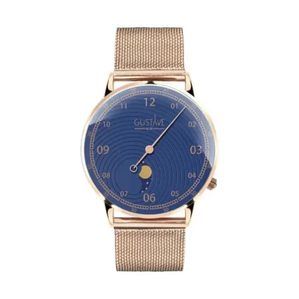 Gustave & Cie Montre 12H Georges Or Rose & Bleu Milanais Or Rose 36mm