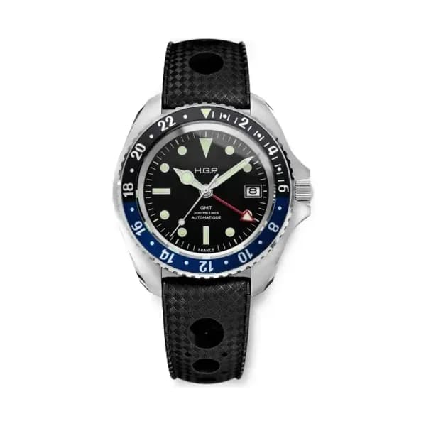 HGP Montre Automatique Diver GMT 200m - Noir & Bleu "BATMAN"