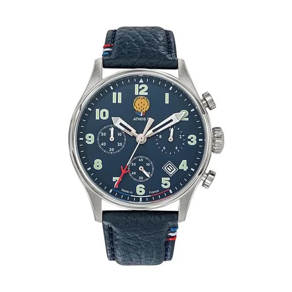 Patrouille de France Montre Patrouille de France Collection Athos 7 en Cuir Bleu
