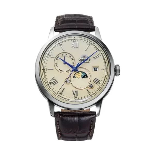 Orient Montre Automatique Orient Collection Classic Sun &amp; Moon en Cuir Marron