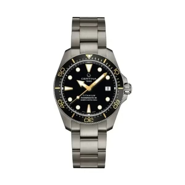 Certina Montre Certina DS Action Diver 38mm Powermatic 80 Cadran Noir Bracelet Titane