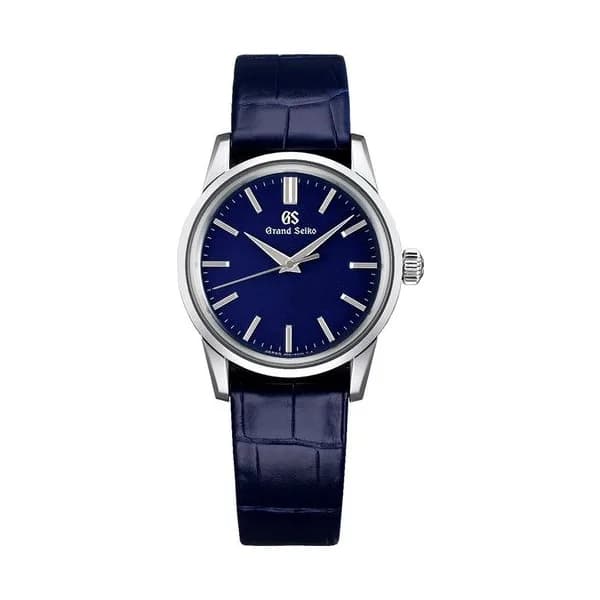 Grand Seiko Montre Grand Seiko Elegance quartz cadran bleu bracelet cuir bleu 34 mm