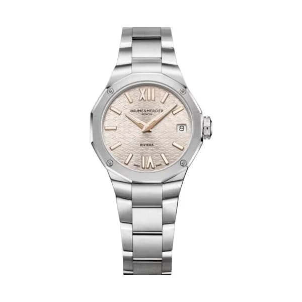 Baume & Mercier Montre Baume et Mercier Riviera quartz cadran argent bracelet acier 33 mm