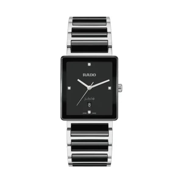 Rado Montre Rado Integral Diamonds Quartz Cadran Noir Bracelet Noir
