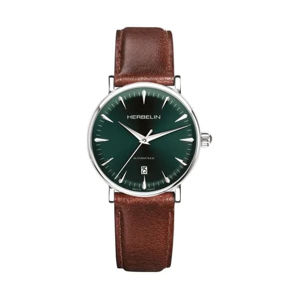 Michel Herbelin Montre Herbelin Inspiration Automatique Cadran Vert Bracelet Cuir - 1647AP16BR