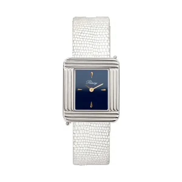 Poiray Montre Poiray Ma Première Acier Cadran Bleu Bracelet Chèvre Blanc