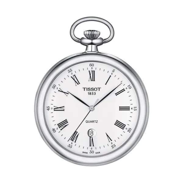 Tissot Montre Tissot T-Pocket Lepine quartz cadran blanc chaîne acier 49 mm