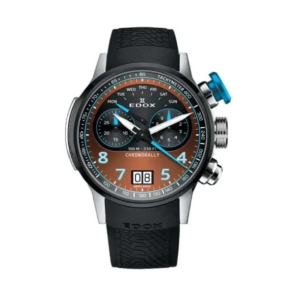 Edox Montre Chronorally Chronograph 45 38003-TINBU-BRNBU