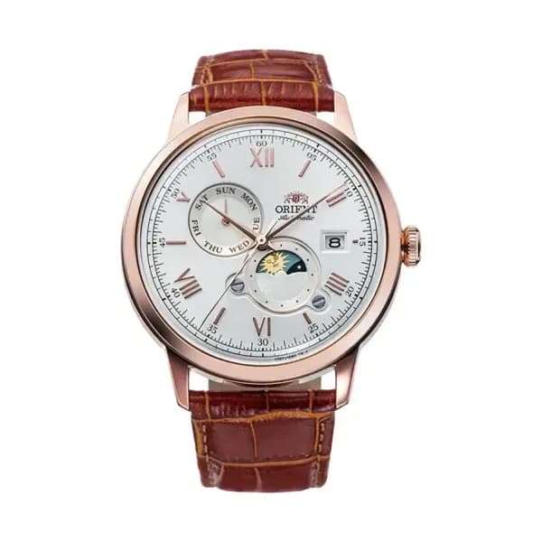 Orient Montre Automatique Orient Collection Classic Sun &amp; Moon en Cuir Marron