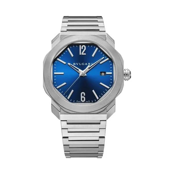 Bulgari Montre Bulgari Octo Roma automatique cadran bleu soleillé bracelet acier 41 mm