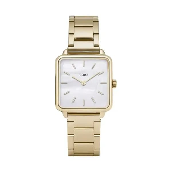 Cluse La Tétragone Watch Steel, White Pearl, Gold Colour