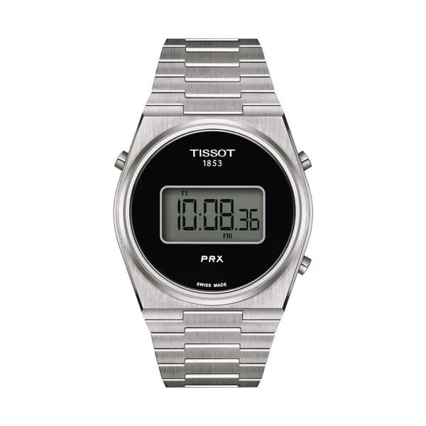Tissot Montre Tissot T-Classic PRX Digital quartz cadran noir bracelet acier 40 mm