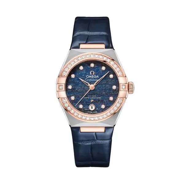 Omega Constellation 29 mm, acier - or « Sedna™ » sur bracelet en cuir