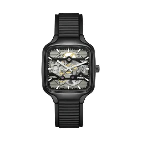Rado Montre Rado True Square Automatic Skeleton 38mm Bracelet Caoutchouc