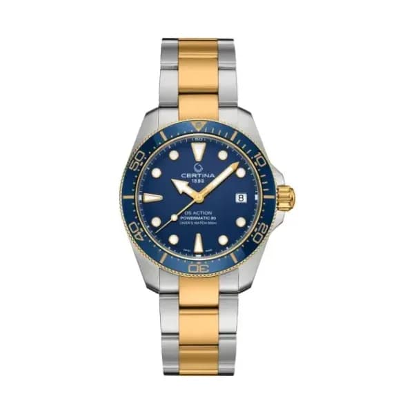 Certina Montre Certina DS Action Diver 38mm Powermatic 80 Cadran Bleu Bracelet Acier inoxydable PVD