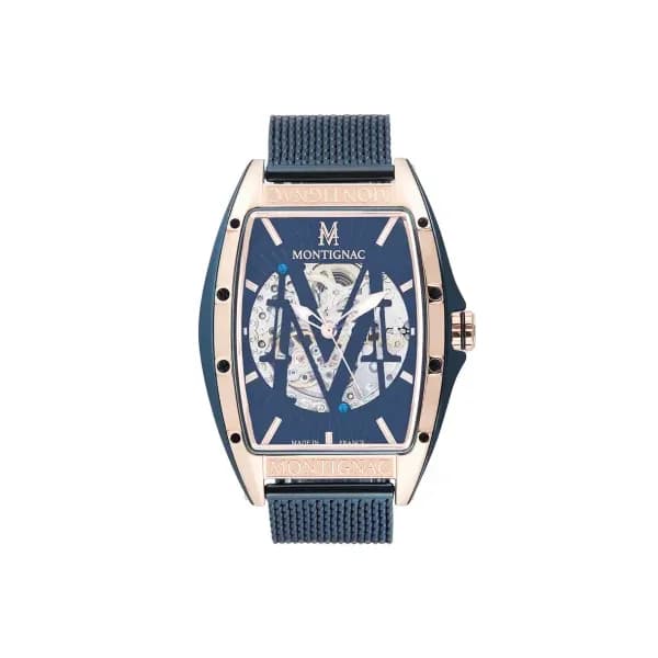 Montignac Montre automatique Homme Tonneau Bleu