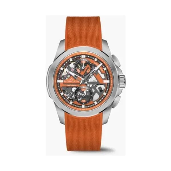 NORQAIN Montre Norqain Independence Skeleton 42mm Bracelet Caoutchouc Orange
