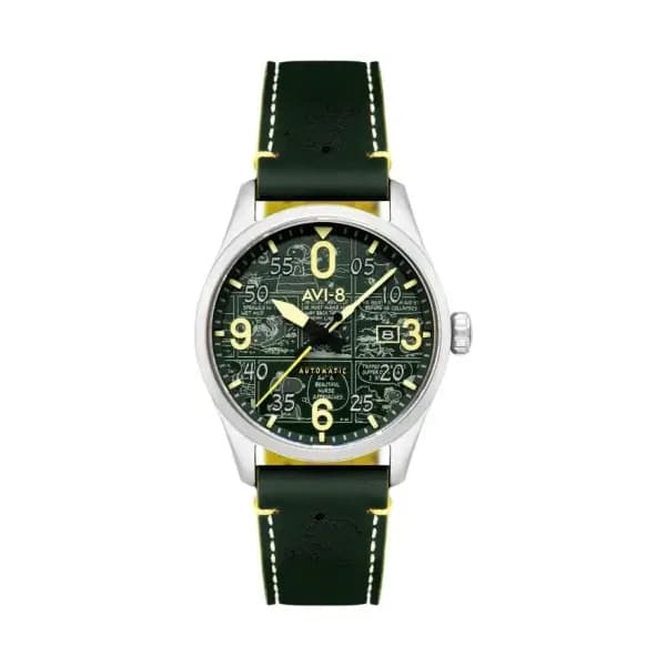 Avi-8 Montre Spitfire Smith Automatic Peanuts Snoopy Flying Ace Limited Edition Aviator Green AV-4134-02