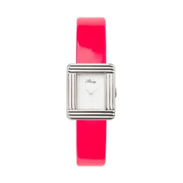 Poiray Montre Poiray Ma Première Mini Acier Cadran Ligné Bracelet Veau Vernis Rose