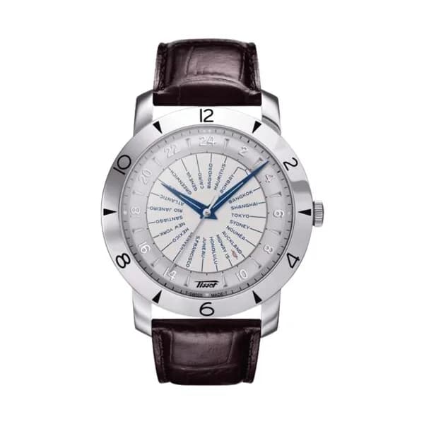 Tissot Montre Tissot Heritage Navigator 160th Anniversary COSC auto cadran argent bracelet cuir marron 43 mm