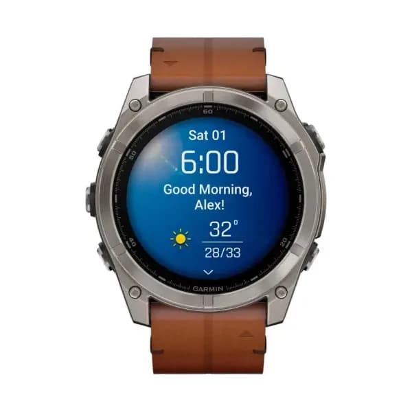 Garmin Montre Garmin Fenix 8 51mm AMOLED Sapphire Titane Bracelet Cuir + Silicone
