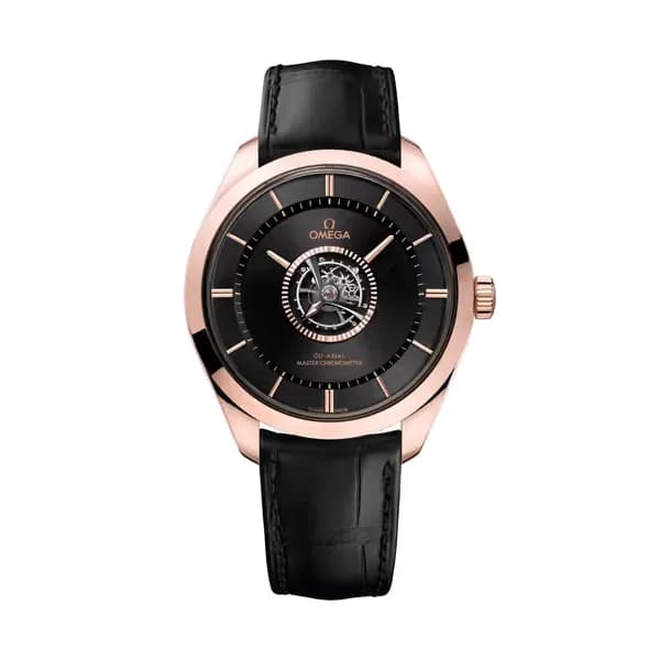 Omega De Ville 43 mm, or Sedna™ - Canopus Gold™ sur bracelet en cuir
