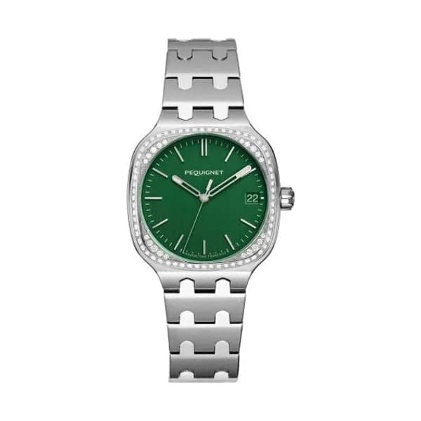 Pequignet Montre Pequignet Manufacture Concorde 76 Diamants - 36mm Automatique Cadran Vert - 9046499/1