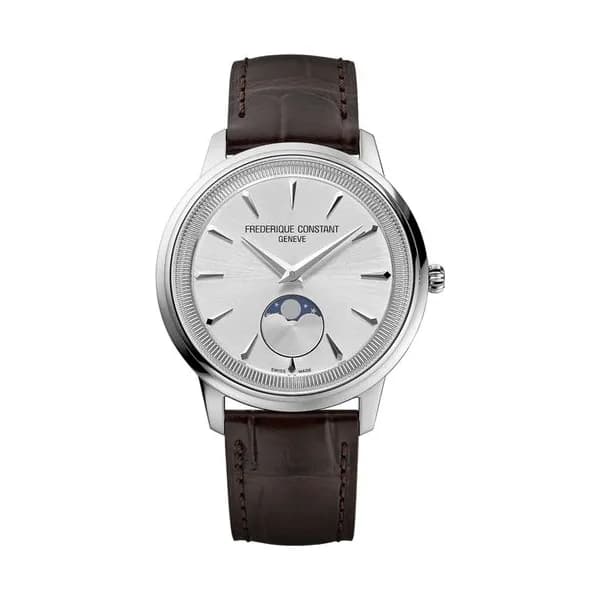 Frédérique Constant Montre Frédérique Constant Classics Moneta Moonphase quartz cadran argent bracelet cuir 37 mm