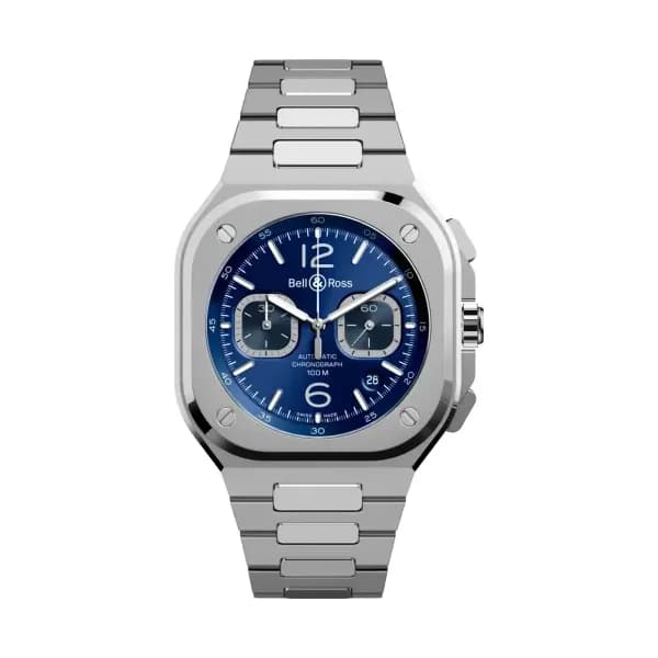 Bell&Ross Montre BELL &amp; ROSS BR05 Chrono Blue Steel Bracelet Acier