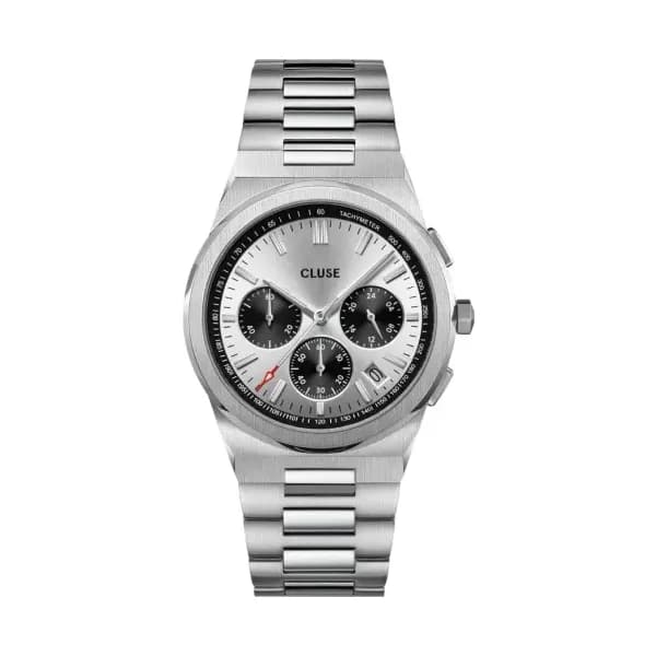 Cluse Vigoureux Chrono Watch Steel, Black, Full Silver Colour