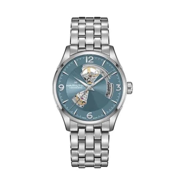 Hamilton Montre Hamilton Jazzmaster Open Heart automatique cadran bleu bracelet acier 42 mm