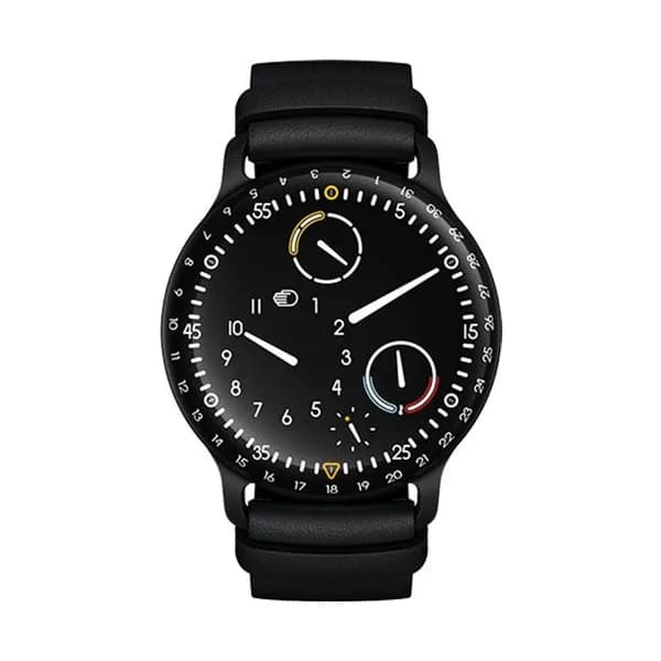 Ressence Montre Ressence Type 3 BB titane DLC noir automatique cadran noir bracelet cuir noir 44 mm