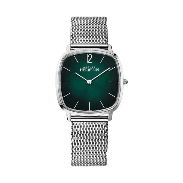 Michel Herbelin Montre Michel Herbelin City quartz cadran vert bracelet acier milanais 36 mm